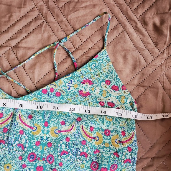 Maeve Anthropologie size 0 /XS Meret Tunic Silk Green Floral Paisley Tank Top - Picture 5 of 9